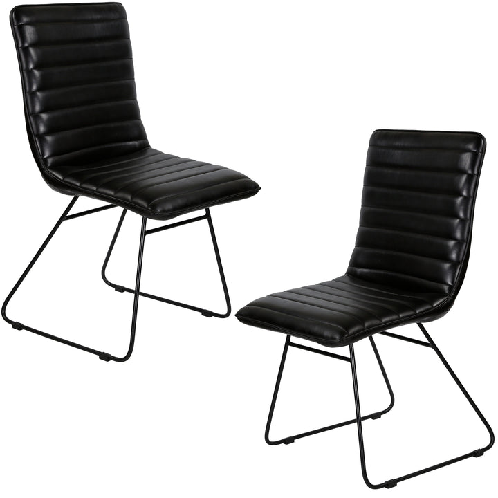 Silla de comedor de cuero negro