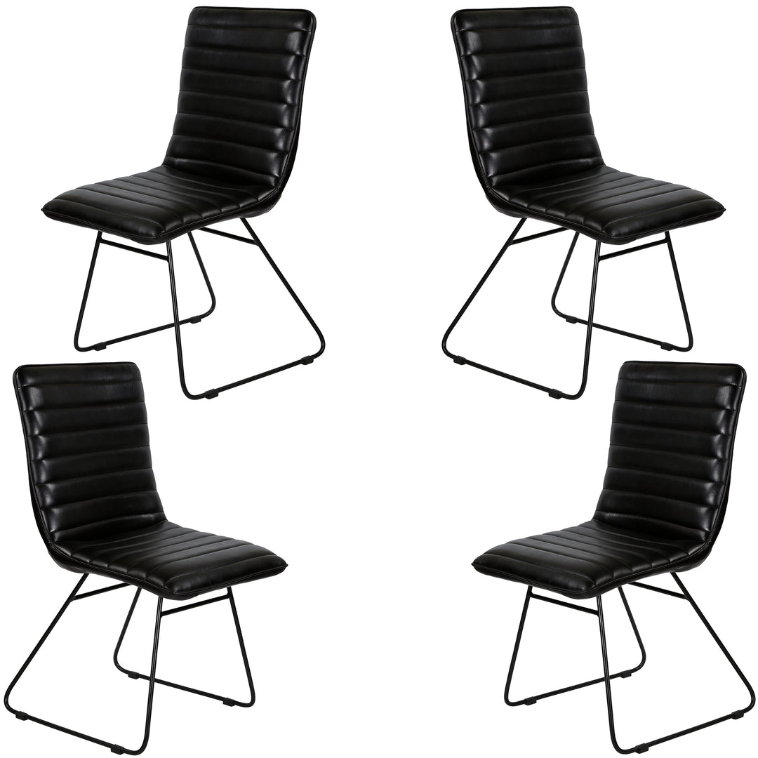 Silla de comedor de cuero negro