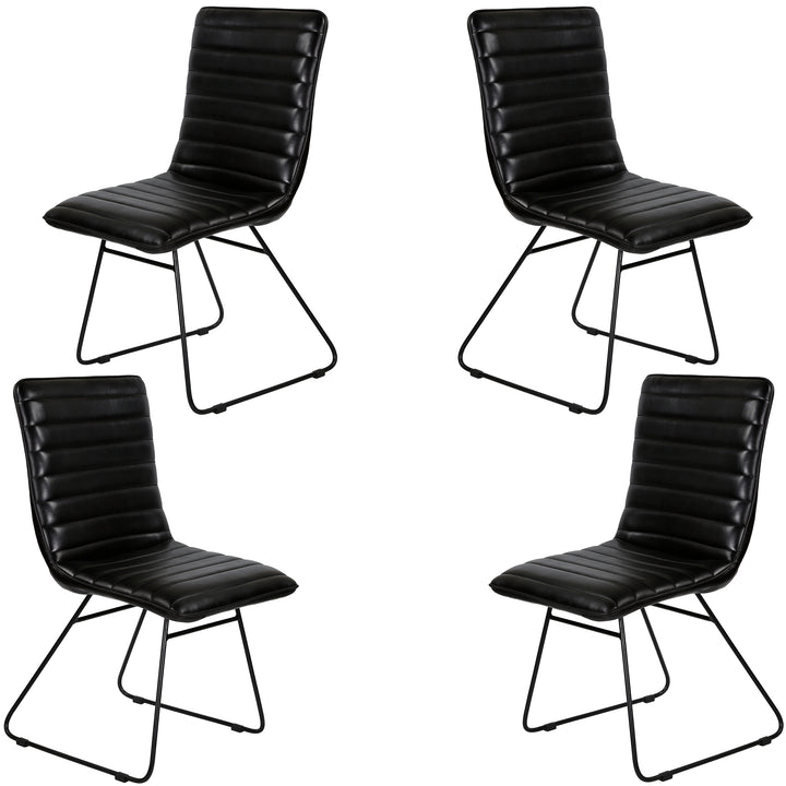 Silla de comedor de cuero negro