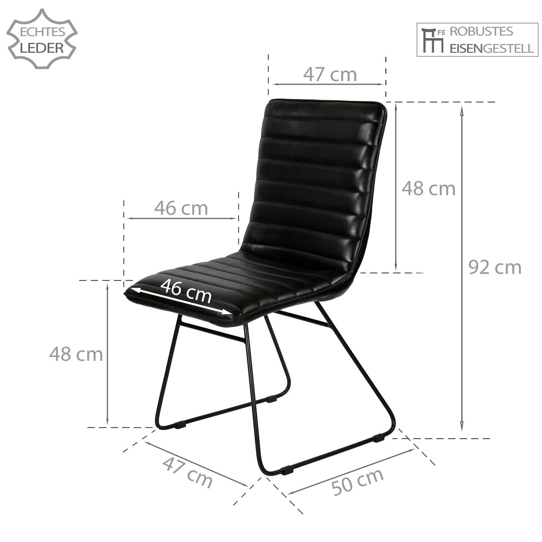 Silla de comedor de cuero negro
