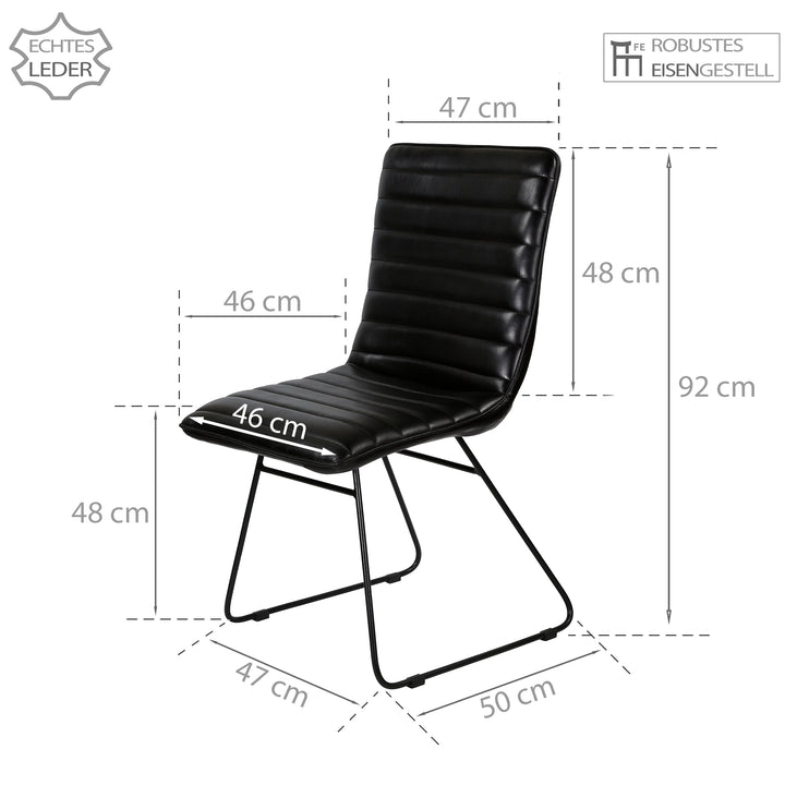 Silla de comedor de cuero negro
