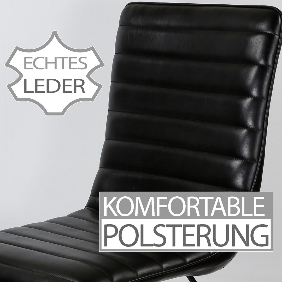 Silla de comedor de cuero negro