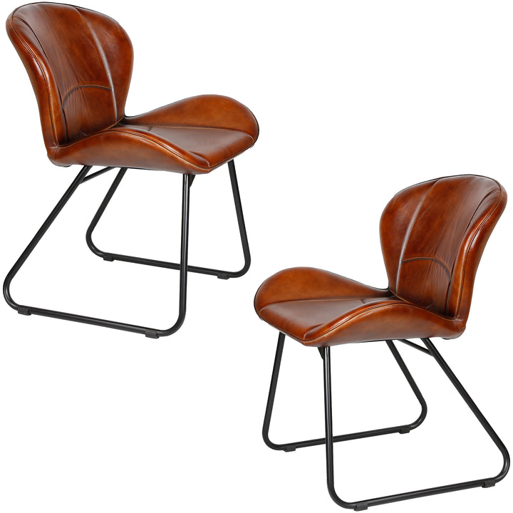 Silla de cuero rojo-marrón