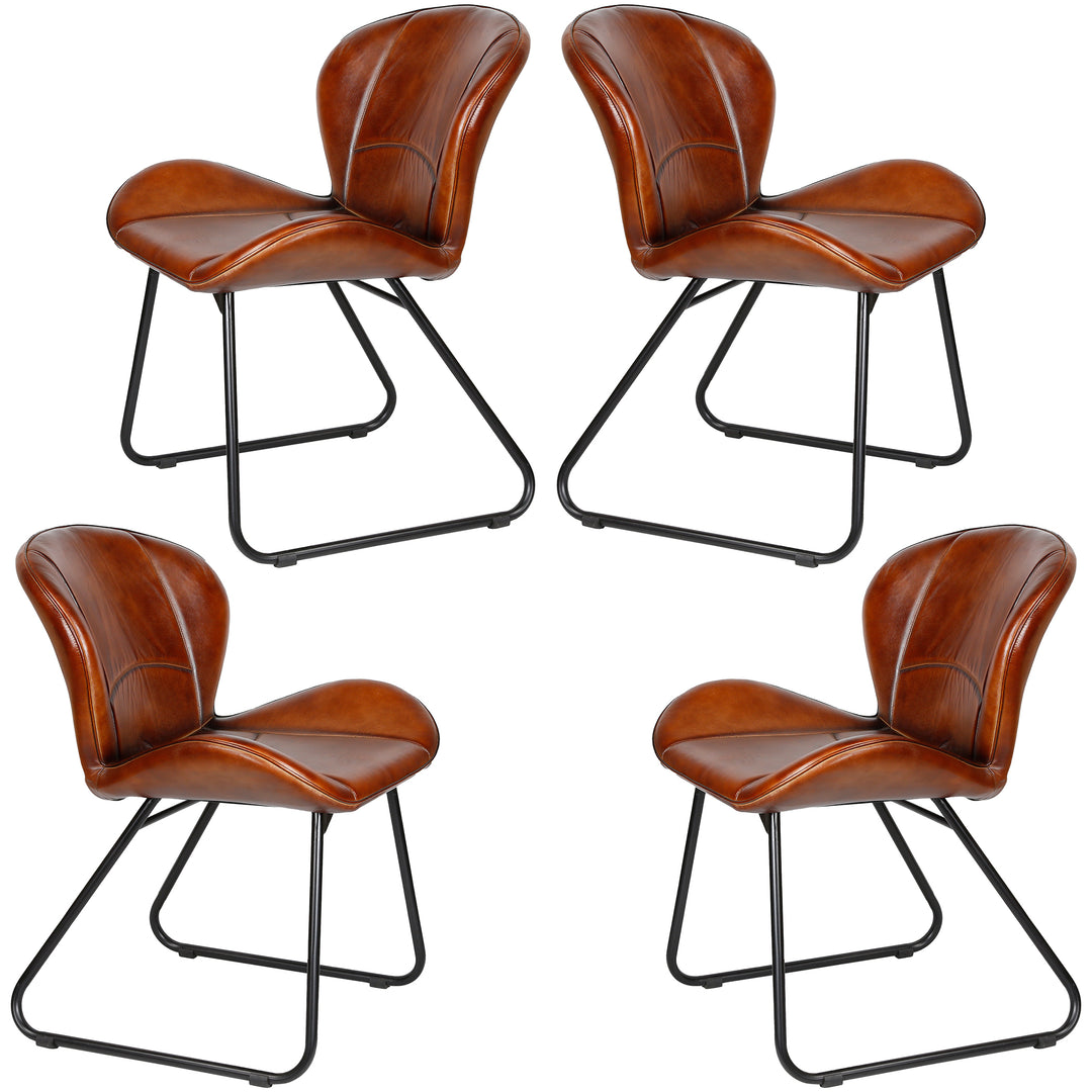 Silla de cuero rojo-marrón