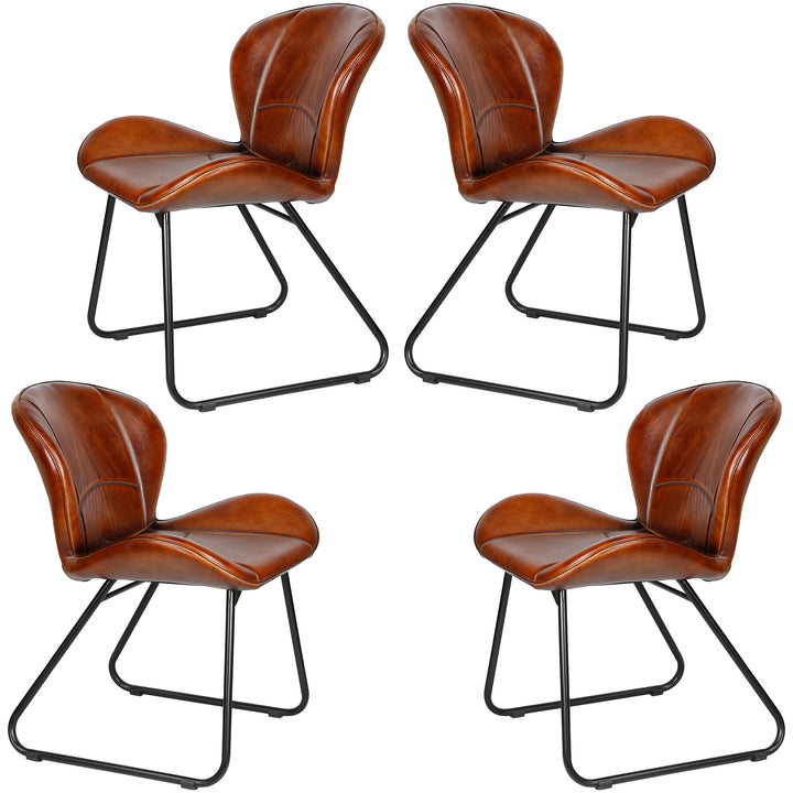 Silla de cuero rojo-marrón