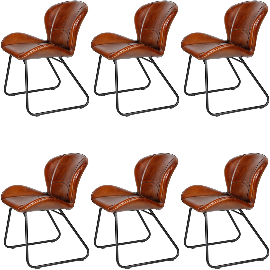 Silla de cuero rojo-marrón
