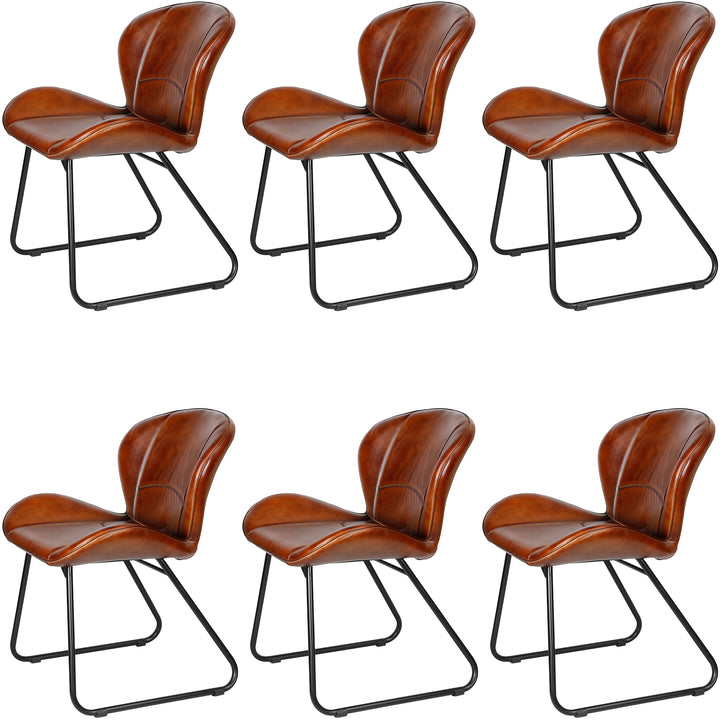 Silla de cuero rojo-marrón