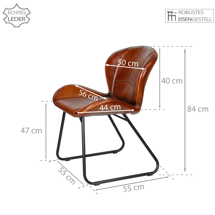 Silla de cuero rojo-marrón