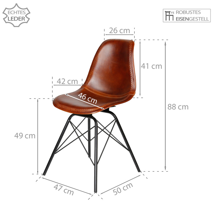 Silla de comedor de cuero marrón