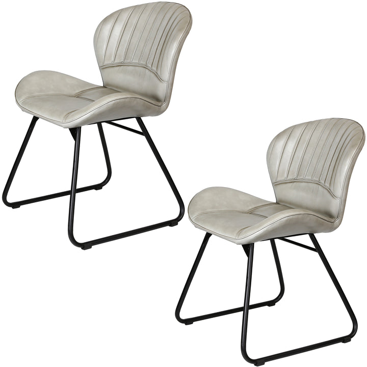 Silla de cuero gris claro