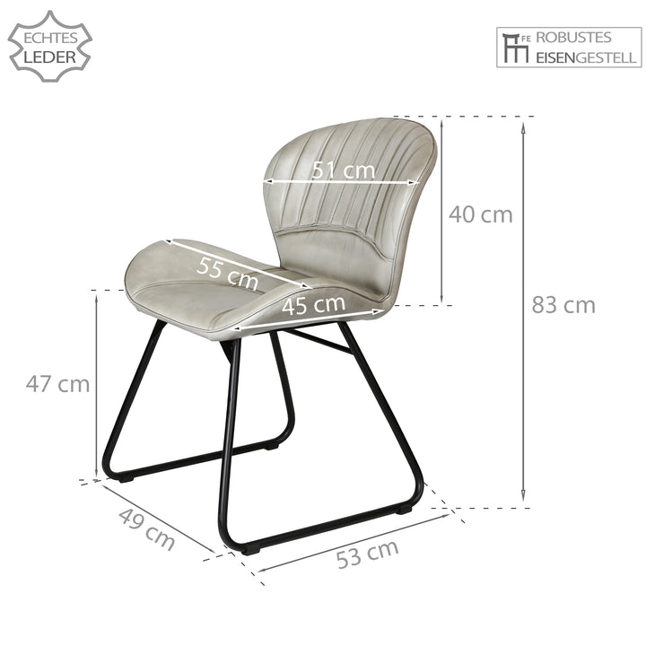 Silla de cuero gris claro