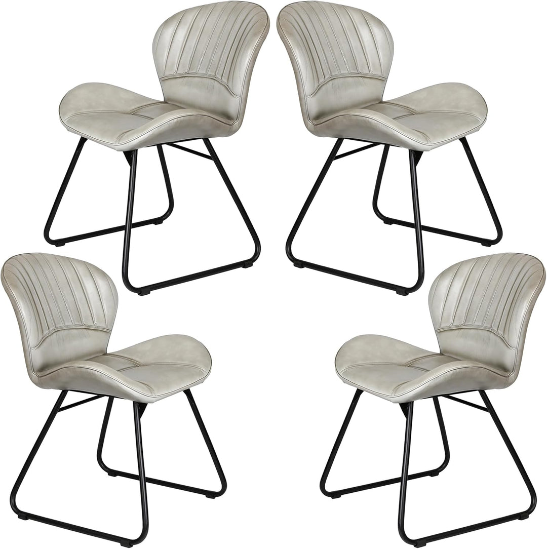 Silla de cuero gris claro