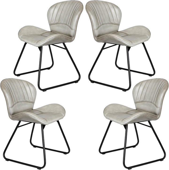 Silla de cuero gris claro