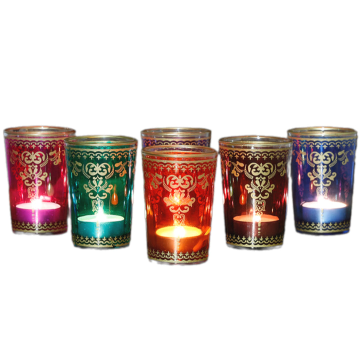Juego de 6 vasos para velas calientaplatos, mezcla de colores