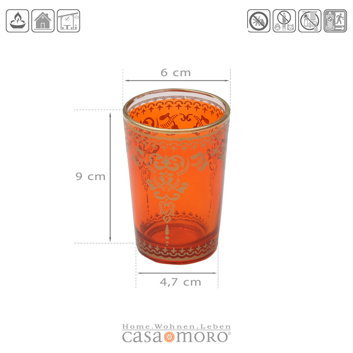 Portavelas de cristal naranja dorado, juego de 6 unidades