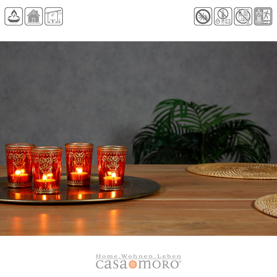 Portavelas de cristal naranja dorado, juego de 6 unidades