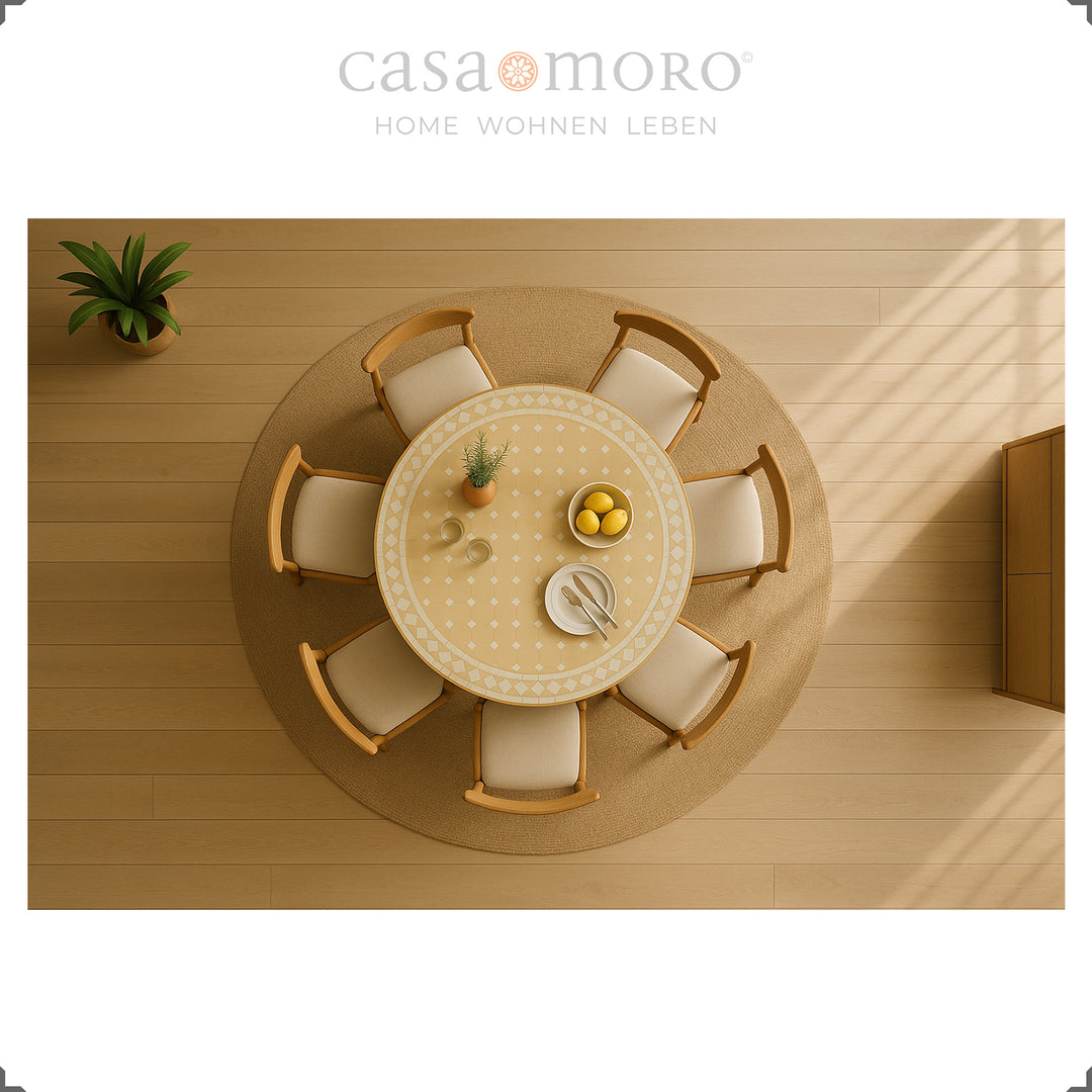 Runder Mosaik-Tisch in Weiß Terracotta 120 cm für Garten & Terrasse