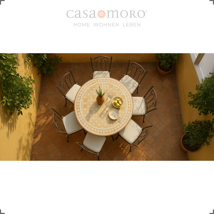 Mosaiktisch 120 cm rund – ideal als eleganter Tisch für Balkon, Wohnzimmer oder Outdoor