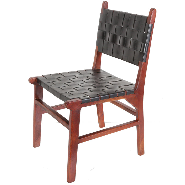 Silla de comedor de cuero negro