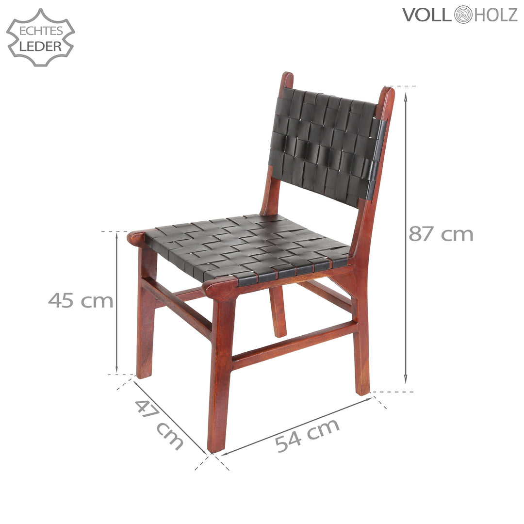 Silla de comedor de cuero negro