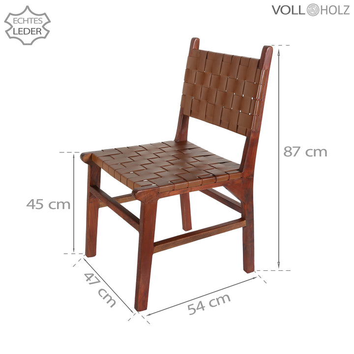 Silla de comedor de cuero marrón