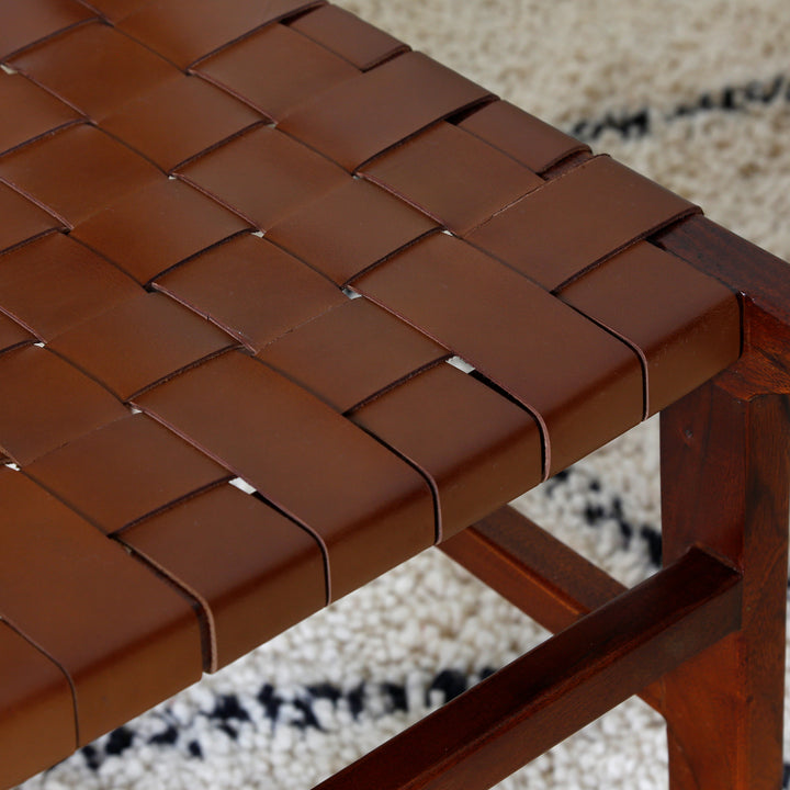 Silla de comedor de cuero marrón