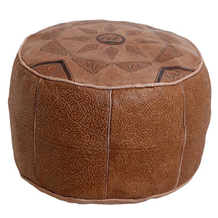 Cojín árabe de cuero camello 01