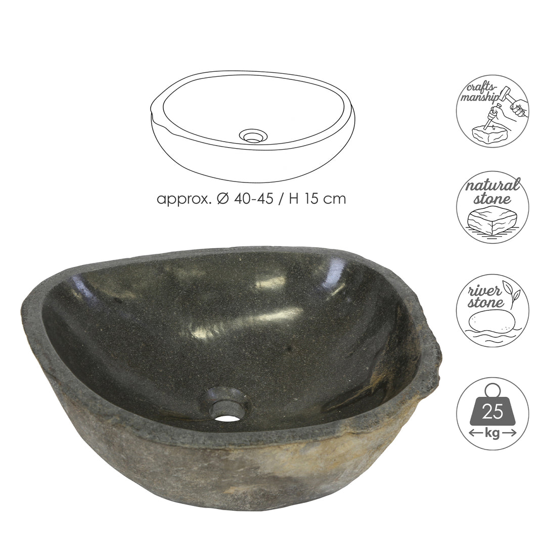 Lavabo sobre encimera de piedra Ø 40-45 – piedra de río