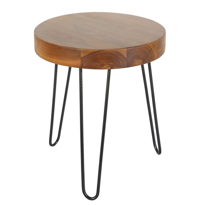 Mesa auxiliar Ella de teca con patas en forma de horquilla