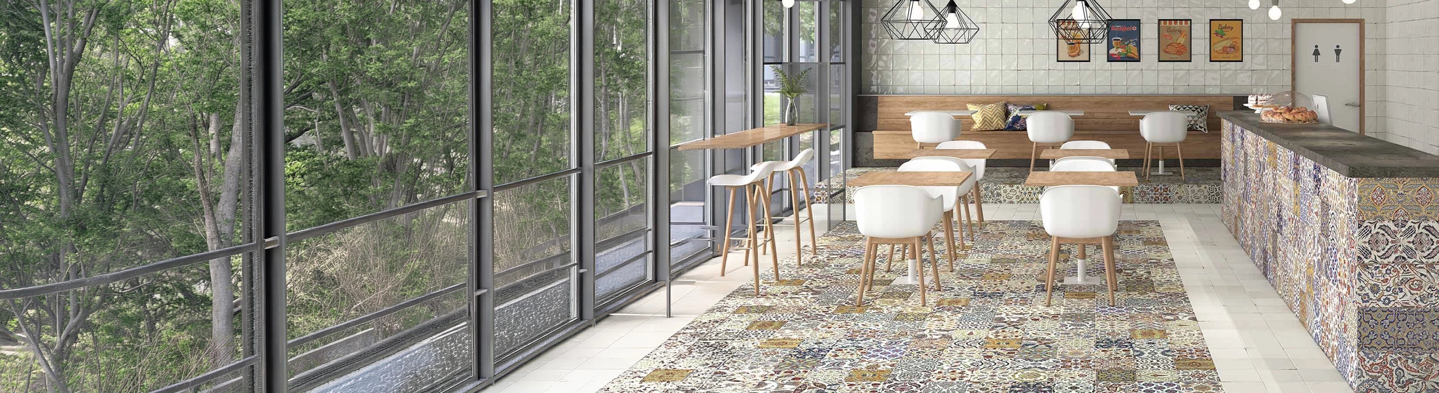 baldosas – Baldosas para el suelo de la cafetería con motivos orientales: diseño mediterráneo para restaurantes y espacios habitables
