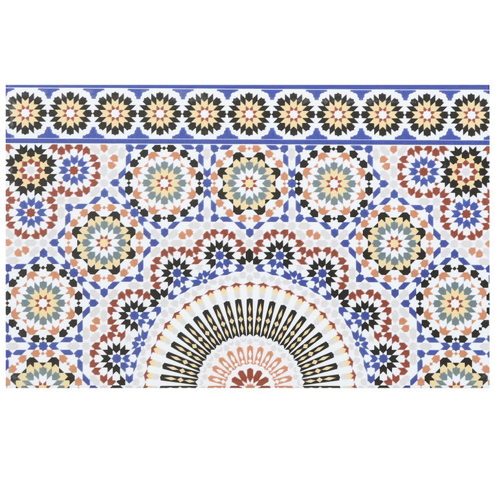 Cenefa de revestimiento cerámico de 40x25 cm con estampado oriental en multicolor como acabado decorativo