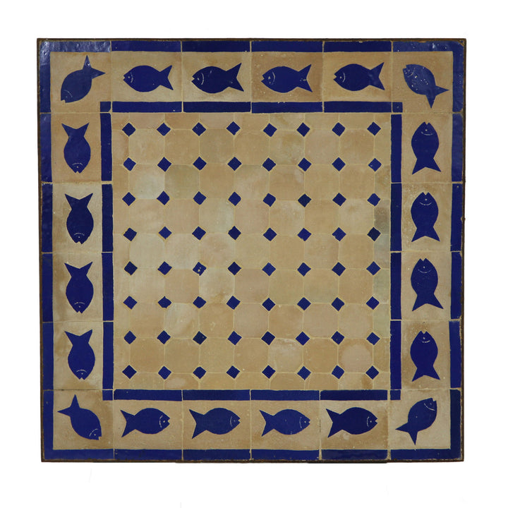 Mesa de mosaico 60x60 azul pez
