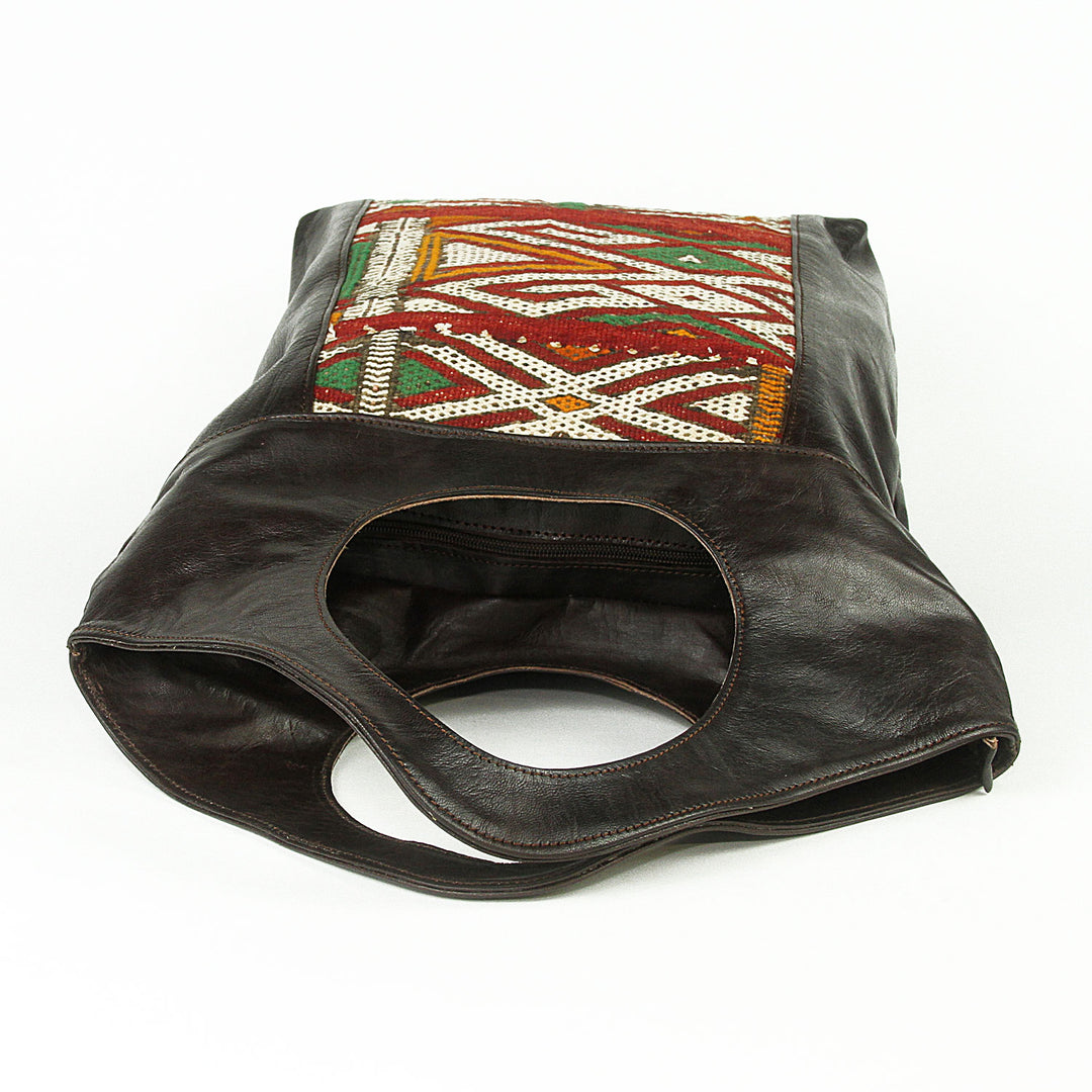 Bolso de cuero para mujer con kilim