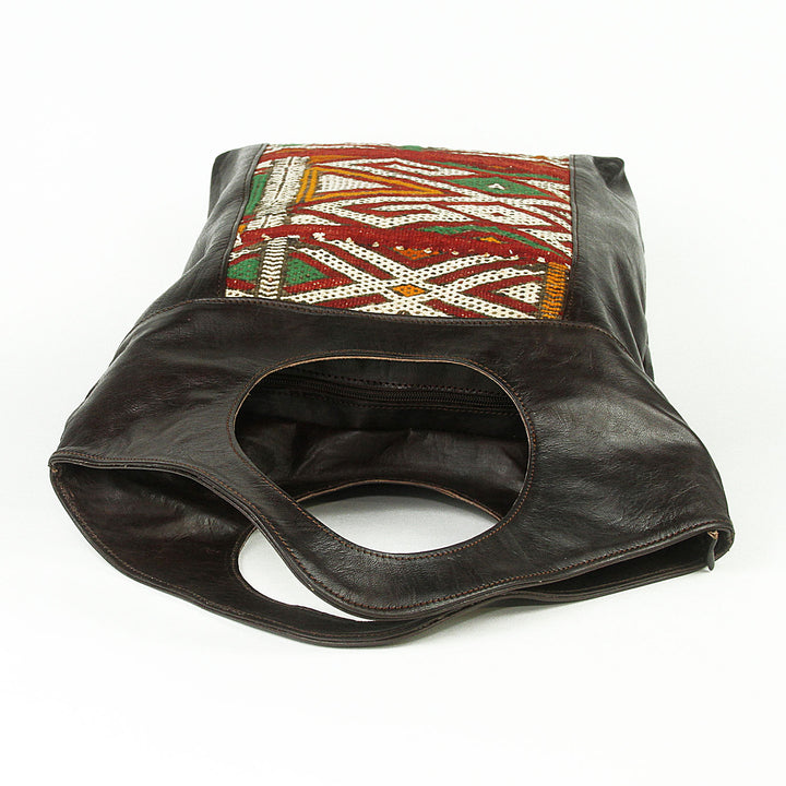 Bolso de cuero para mujer con kilim