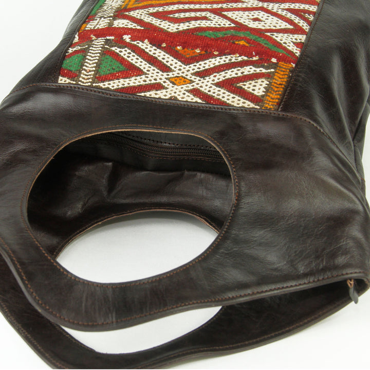 Bolso de cuero para mujer con kilim