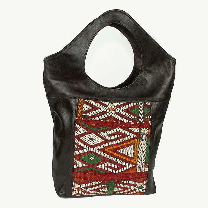 Bolso de cuero para mujer con kilim