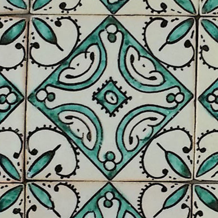 Azulejo pintado a mano Ebru verde