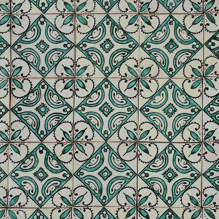 Azulejo pintado a mano Ebru verde