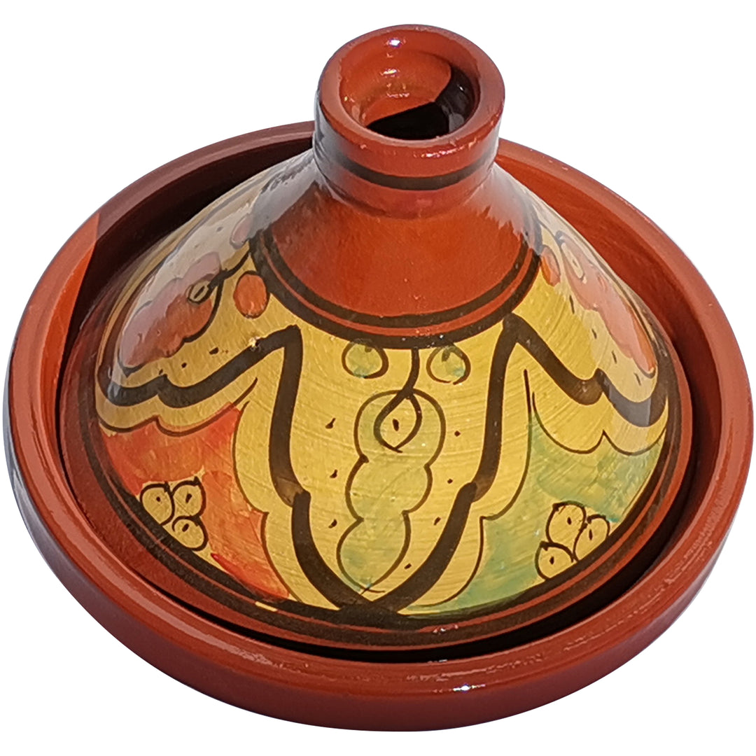 esmaltado Tajine Cazuela de barro para 4-6 personas, pintada de estilo marroquí, para cordero, pescado o vegetariana.