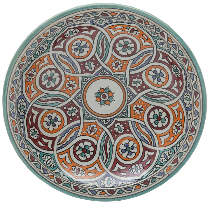 Cuenco de cerámica marroquí de Fez con un colorido motivo trenzado, Ø 35 cm