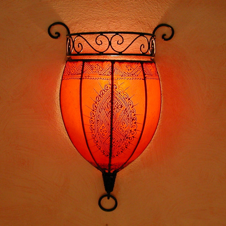 Lámpara de pared de cuero con henna Nakous Rojo