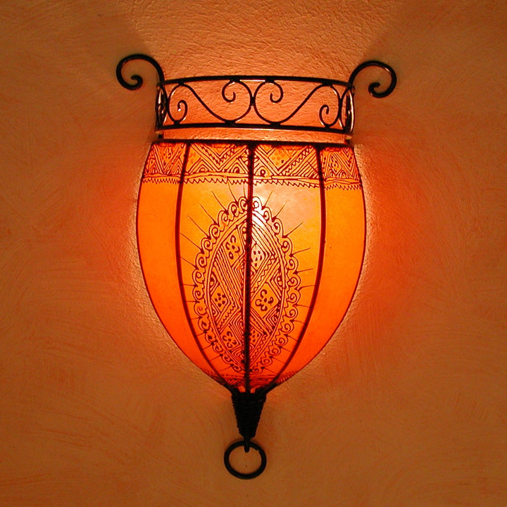 Lámpara de pared de cuero y henna Nakous Naranja