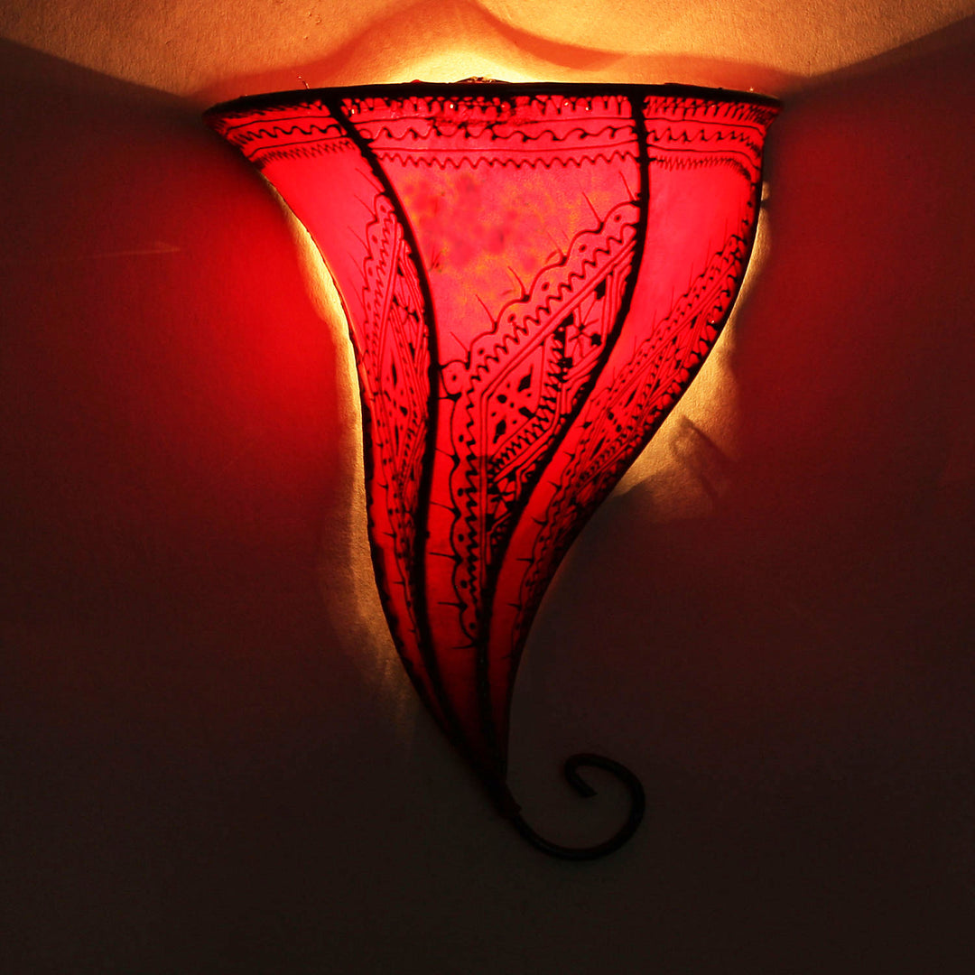 Lámpara de pared de cuero Mouza Rojo