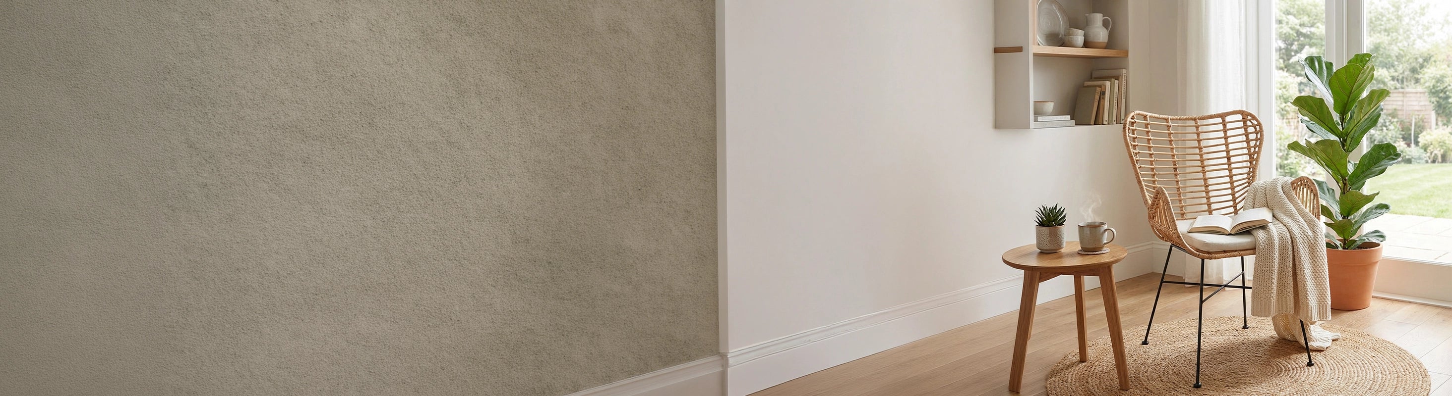 Sillas de madera y ratán – Silla de ratán con mesa auxiliar de madera en el salón: sillas de madera y ratán para espacios naturales