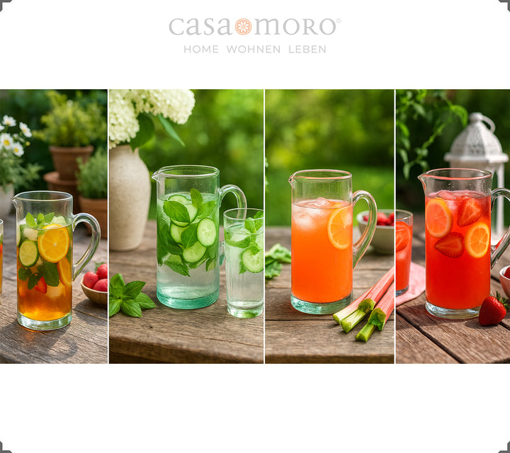 Transparente Karaffe aus Glas – 1 Liter Volumen, mit Henkel & Ausgussnase