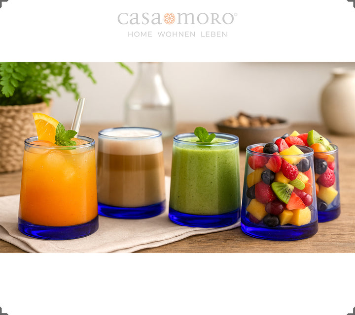 4er-Set blaue Longdrinkgläser – formstabil und elegant für den Alltag