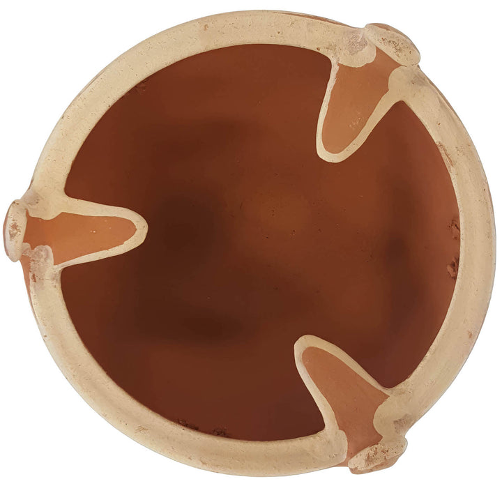 Vista superior Tajine Calentador de arcilla, mejmar marroquí para carbón como parrilla de mesa para Tagine