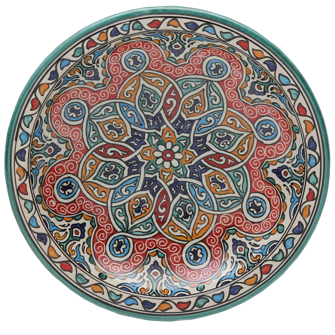 Gran cuenco de cerámica marroquí de Fez, pintado a mano y esmaltado, Ø 35 cm