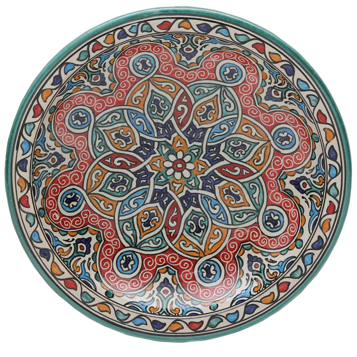 Gran cuenco de cerámica marroquí de Fez, pintado a mano y esmaltado, Ø 35 cm
