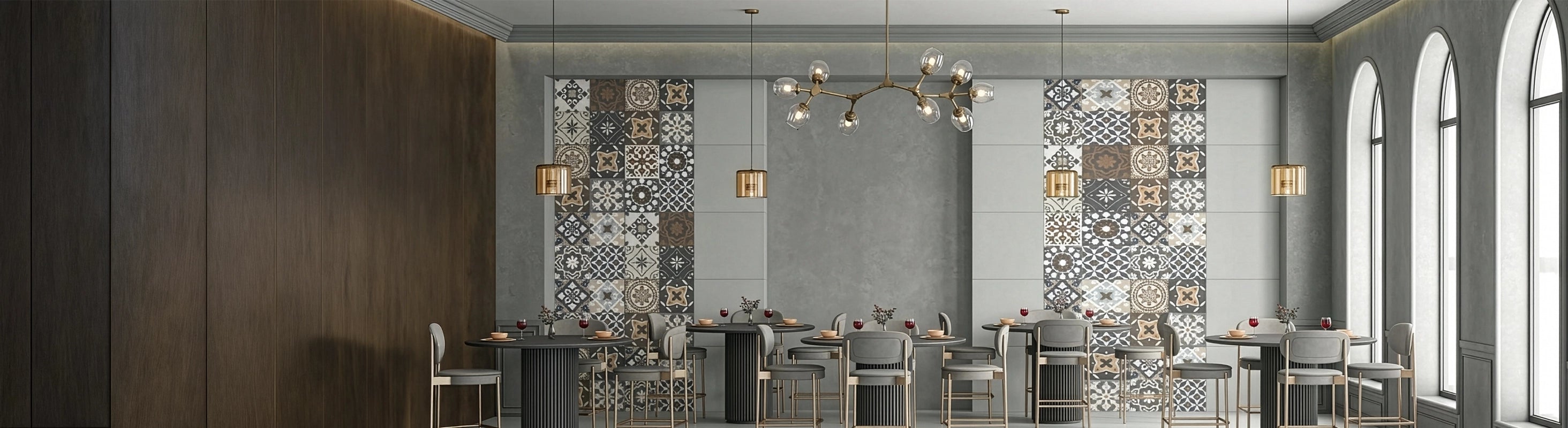 Azulejos – Azulejos en el restaurante con motivos marroquíes: revestimientos y suelos para un diseño interior moderno y mediterráneo